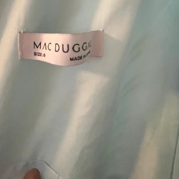 Ieena for Mac Duggal  Blue Floral Print Asymmetrical Ruffle Hem Dress Size 6 - Picture 6 of 10